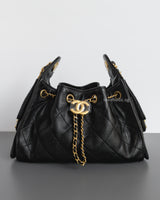 Chanel 25 Mini | Black Caviar Brushed Gold Hardware