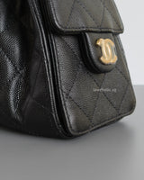 Chanel 25 Mini | Black Caviar Brushed Gold Hardware