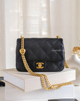 Heart Crush Mini Square | 23P Black Caviar Brushed Gold Hardware