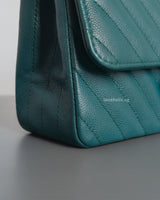 Chanel Classic Flap Chevron Mini Rectangle | 18B Dark Turquoise Caviar Light Gold Hardware-details