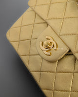 Chanel Vintage Classic Flap Mini Square | Metallic Gold Lambskin 24K Gold Hardware-details