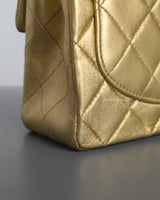 Chanel Vintage Classic Flap Mini Square | Metallic Gold Lambskin 24K Gold Hardware-details