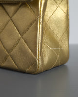 Chanel Vintage Classic Flap Mini Square | Metallic Gold Lambskin 24K Gold Hardware-details