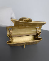 Chanel Vintage Classic Flap Mini Square | Metallic Gold Lambskin 24K Gold Hardware-details