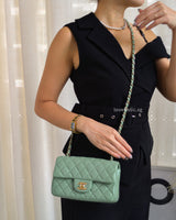 Chanel Mini Rectangle 21C Light Green Lambskin Light Gold Hardware-model