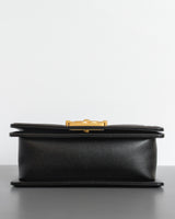 Chanel Boy Small | Black Caviar Brushed Gold Hardware-details