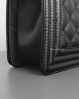 Chanel Boy Small | Black Caviar Brushed Gold Hardware-details