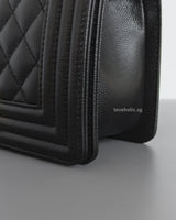 Chanel Boy Small | Black Caviar Brushed Gold Hardware-details