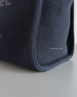Chanel Deauville Shopping Tote Small | 25S Denim Navy Blue Fabric Light Gold Hardware-details