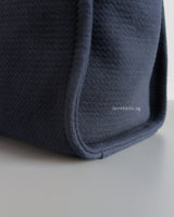 Chanel Deauville Shopping Tote Small | 25S Denim Navy Blue Fabric Light Gold Hardware-details