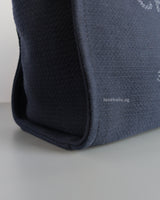 Chanel Deauville Shopping Tote Small | 25S Denim Navy Blue Fabric Light Gold Hardware-details