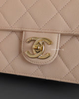 Chanel Flap Bag Mini | 22C Light Beige Caviar Light Gold Hardware-details