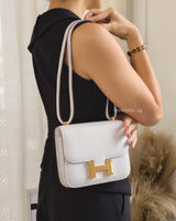 Hermes Constance 18 Mini | M4 Gris Pale Epsom Gold Hardware-model