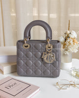 My ABC Lady Dior Small | Grey Lambskin Light Gold Hardware
