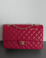 Chanel Classic Flap Medium | 20S Dark Pink Caviar Gold Hardware-front1