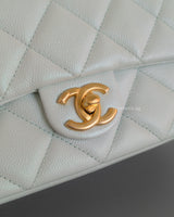 Chanel My Perfect Mini Flap 21K Light Green Caviar Brushed Gold Hardware-details
