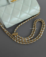 Chanel My Perfect Mini Flap 21K Light Green Caviar Brushed Gold Hardware-details