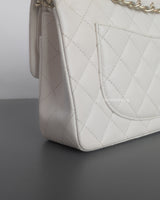 Chanel Classic Flap Small | 20S White Caviar Light Gold Hardware-details