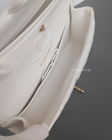 Chanel Classic Flap Small | 20S White Caviar Light Gold Hardware-details