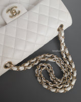 Chanel Classic Flap Small | 20S White Caviar Light Gold Hardware-details