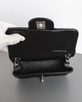 Chanel Classic Flap Mini Square | Black Lambskin Silver Hardware-details