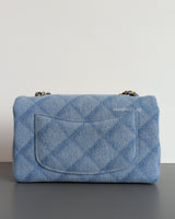 Chanel Classic Flap Mini Rectangle | 22B Light Blue Denim Light Gold Hardware-back