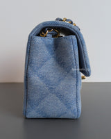 Chanel Classic Flap Mini Rectangle | 22B Light Blue Denim Light Gold Hardware-side
