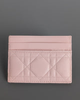 Dior Lady Dior Freesia Card Holder | Rose Soupir Cannage Lambskin Light Gold Hardware-back