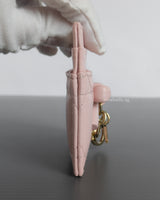 Dior Lady Dior Freesia Card Holder | Rose Soupir Cannage Lambskin Light Gold Hardware-side