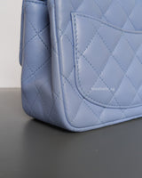 Chanel Classic Flap Mini Square | 21C Sky Blue Lambskin Light Gold Hardware-details