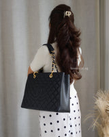 Chanel GST Grand Shopping Tote Black Caviar Gold Hardware-model