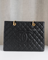 Chanel GST Grand Shopping Tote Black Caviar Gold Hardware-front1