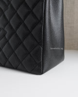 Chanel GST Grand Shopping Tote Black Caviar Gold Hardware-details