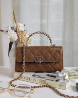 Chanel Kelly | 26S Brown Caviar Light Gold Hardware-front