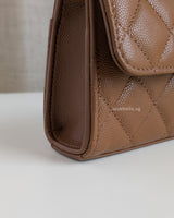 Chanel Kelly | 26S Brown Caviar Light Gold Hardware-details