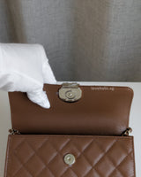 Chanel Kelly | 26S Brown Caviar Light Gold Hardware-details