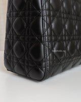 Dior Lady Dior Medium | Black Lambskin Silver Hardware-details