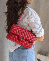 Chanel Classic Flap Medium | Red Caviar Silver Hardware-model