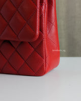 Chanel Classic Flap Medium | Red Caviar Silver Hardware-details