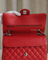 Chanel Classic Flap Medium | Red Caviar Silver Hardware-details