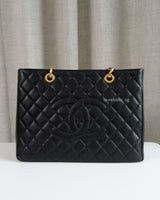 Chanel GST Grand Shopping Tote Black Caviar Gold Hardware-front1