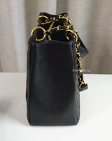 Chanel GST Grand Shopping Tote Black Caviar Gold Hardware-details