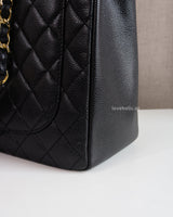 Chanel GST Grand Shopping Tote Black Caviar Gold Hardware-details