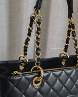 Chanel GST Grand Shopping Tote Black Caviar Gold Hardware-details