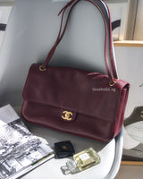 Chanel Maxi Flap 32cm | Dark Burgundy Caviar Gold Hardware-front