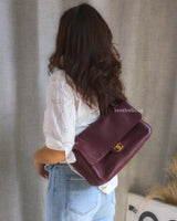 Chanel Maxi Flap 32cm | Dark Burgundy Caviar Gold Hardware-model