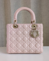 Dior My Lady Dior Medium | Powder Pink Lambskin Light Gold Hardware-front1