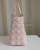 Dior My Lady Dior Medium | Powder Pink Lambskin Light Gold Hardware-side