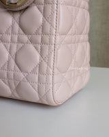 Dior My Lady Dior Medium | Powder Pink Lambskin Light Gold Hardware-details