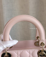 Dior My Lady Dior Medium | Powder Pink Lambskin Light Gold Hardware-details